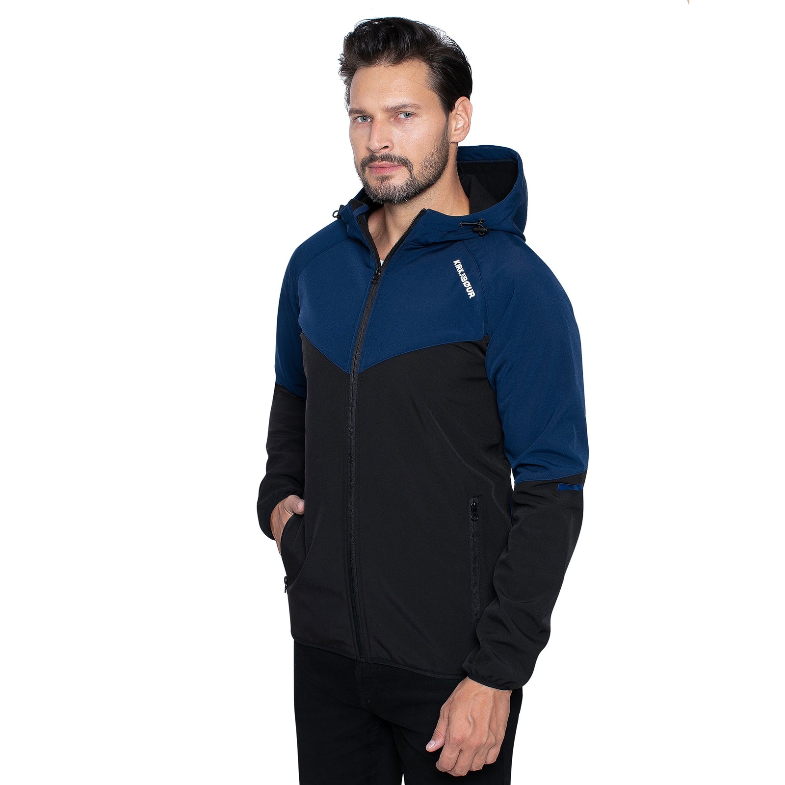 KIRKJUBØUR® "Njordr" Herren SOFTSHELLjacke 10.000 mm Wassersäule navy/schwarz