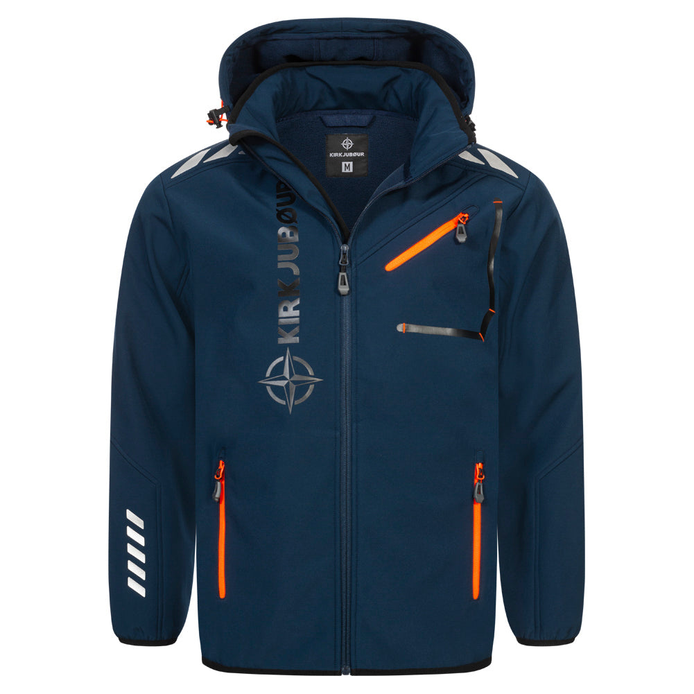 KIRKJUBØUR® "Alvik" Herren SOFTSHELLjacke 10.000 mm Wassersäule navy/orange