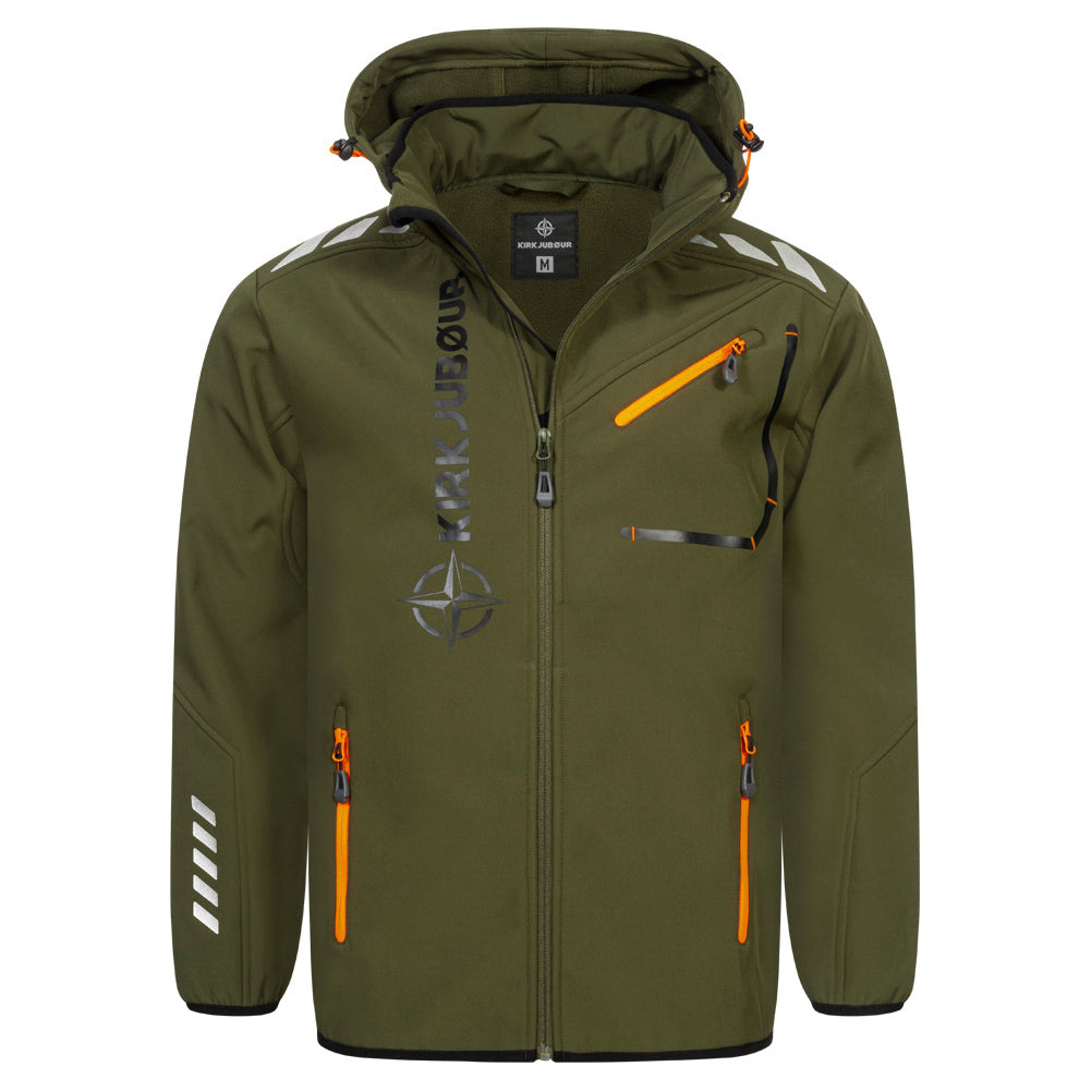 KIRKJUBØUR® "Alvik" Herren SOFTSHELLjacke 10.000 mm Wassersäule khaki/orange