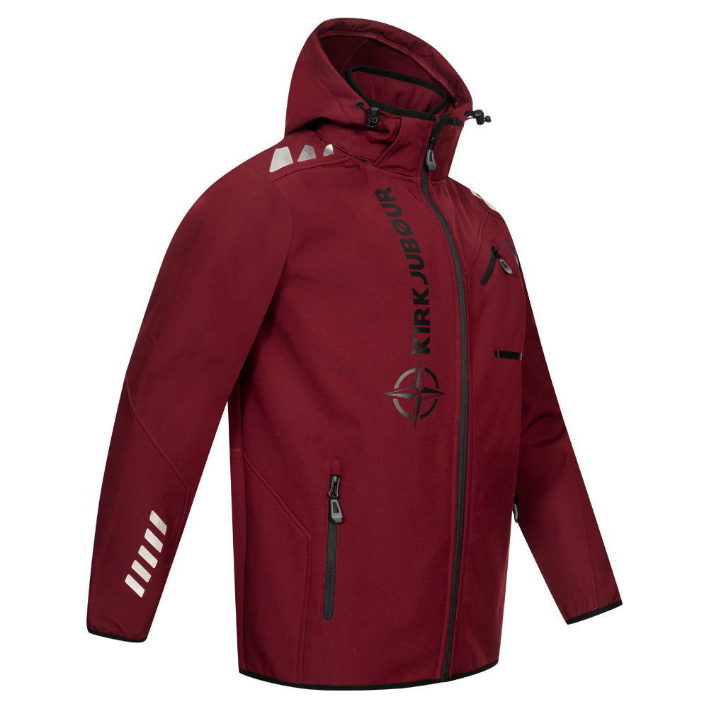 KIRKJUBØUR® "Alvik" Herren SOFTSHELLjacke 10.000 mm Wassersäule dunkelrot/schwarz