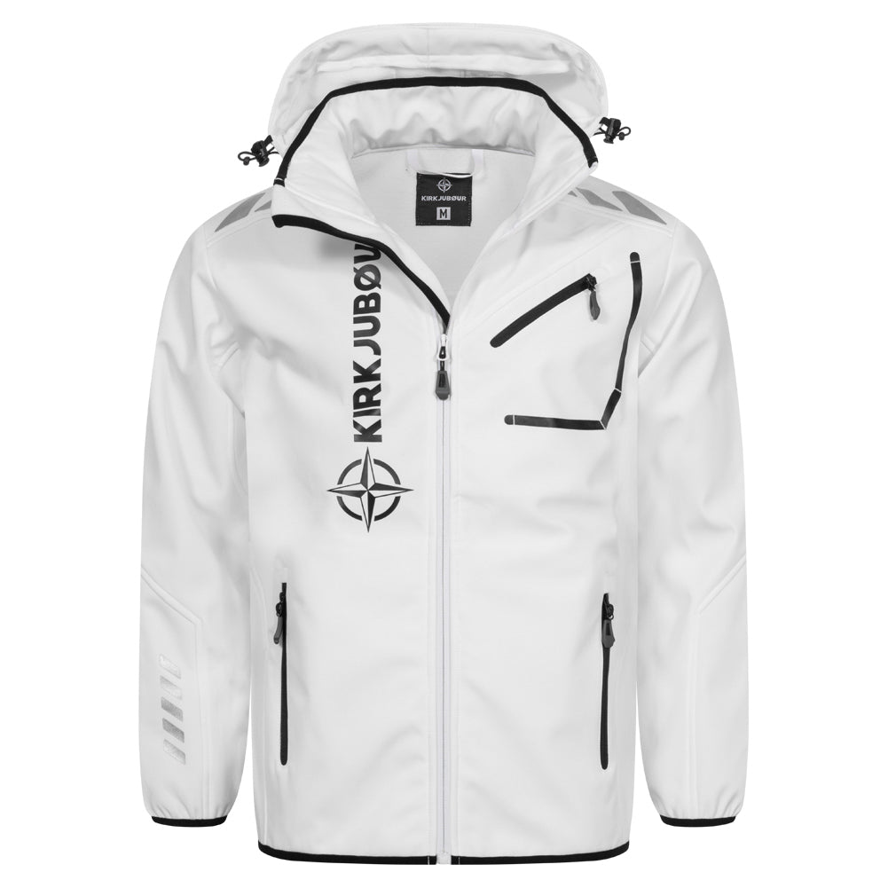 KIRKJUBØUR® "Alvik" Herren SOFTSHELLjacke 10.000 mm Wassersäule weiß/schwarz