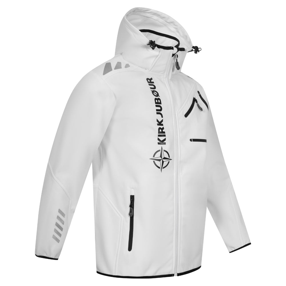 KIRKJUBØUR® "Alvik" Herren SOFTSHELLjacke 10.000 mm Wassersäule weiß/schwarz