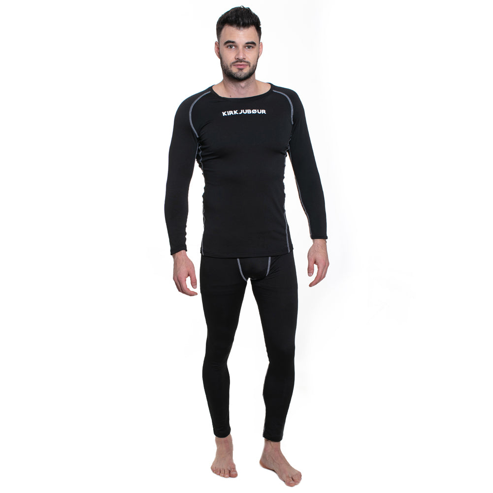 KIRKJUBÃUR Â® "Hafjall" Uomo Set di underwear termico 2 pezzi nero