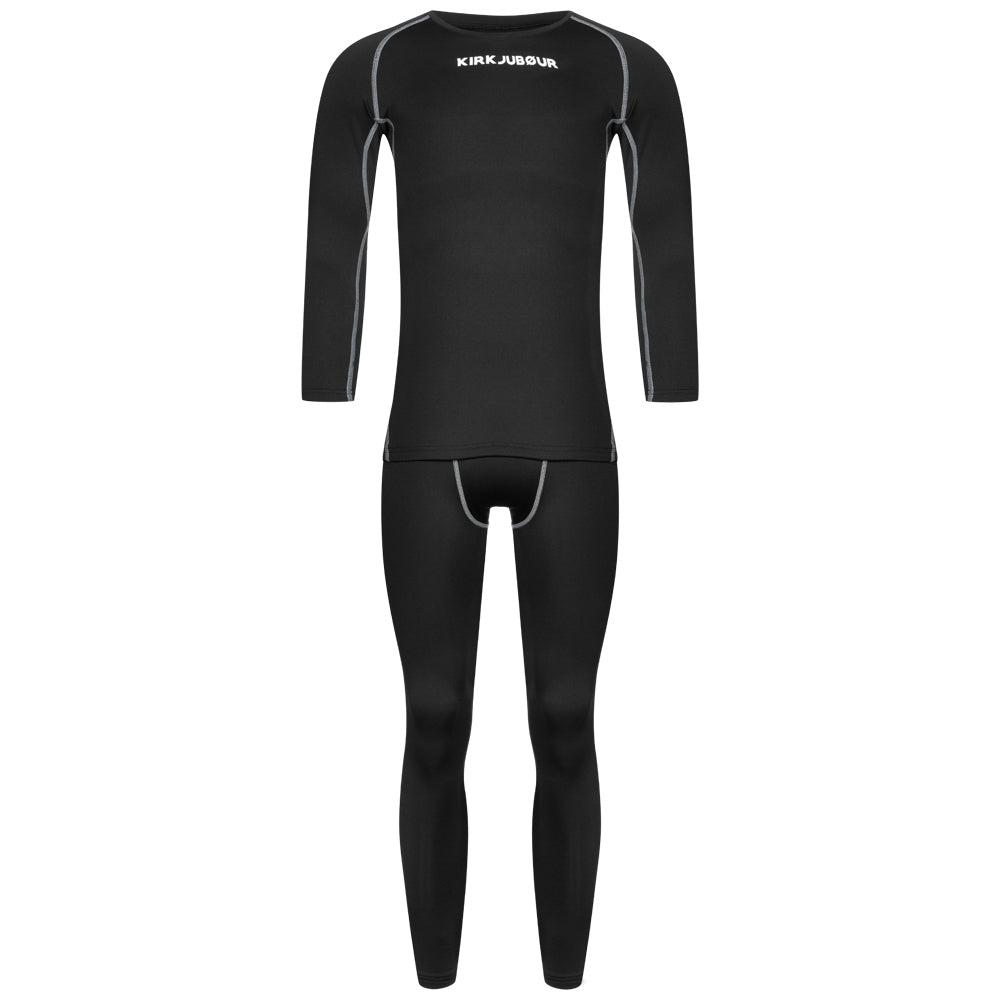 KIRKJUBÃUR Â® "Hafjall" Uomo Set di underwear termico 2 pezzi nero