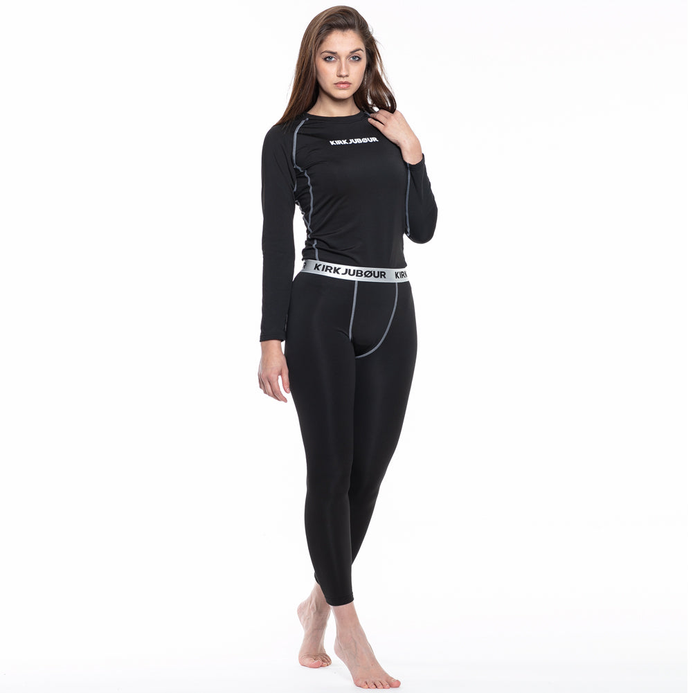 KIRKJUBØUR® "Hafjall" Damen Thermounterwäsche Set 2-tlg. schwarz