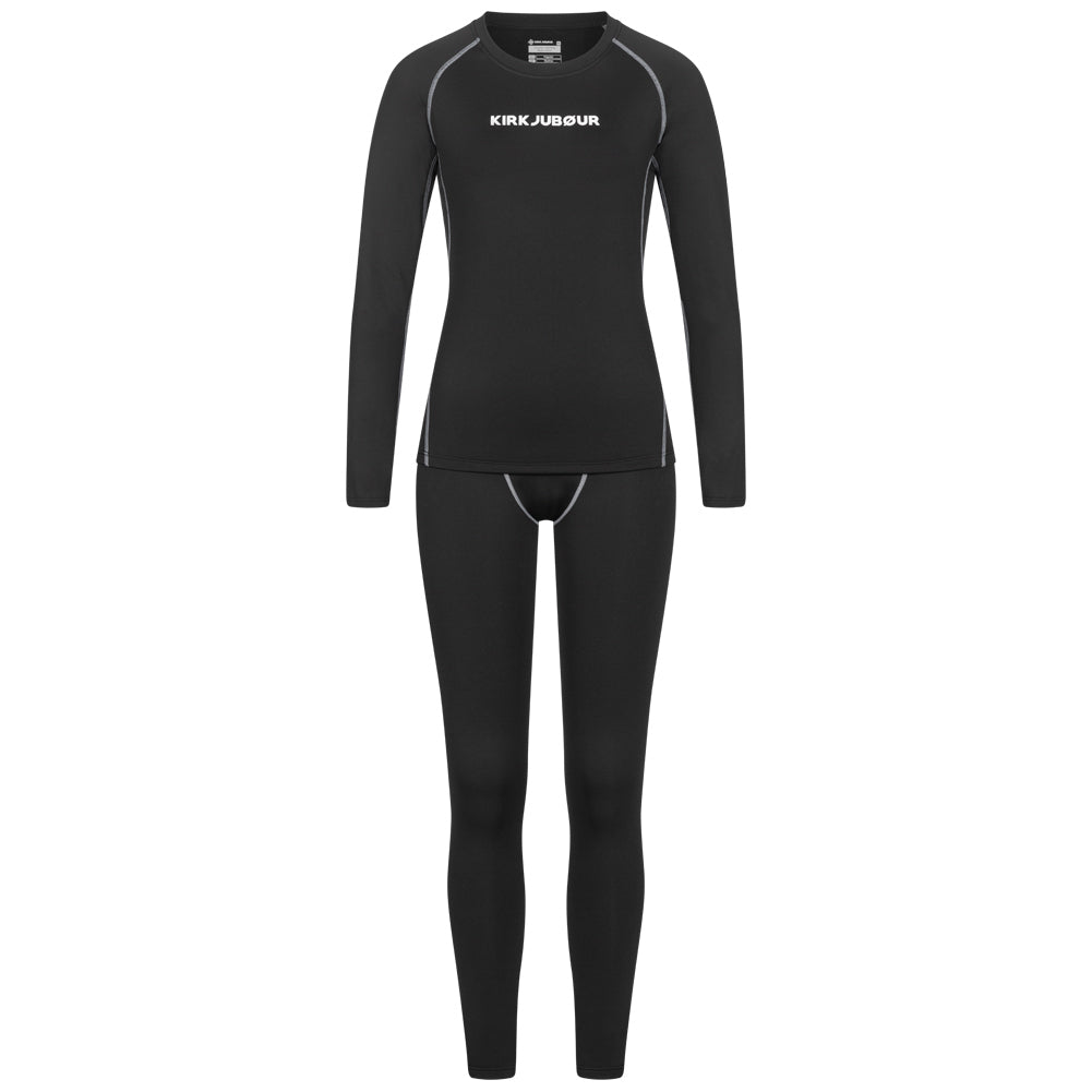 KIRKJUBØUR® "Hafjall" Damen Thermounterwäsche Set 2-tlg. schwarz