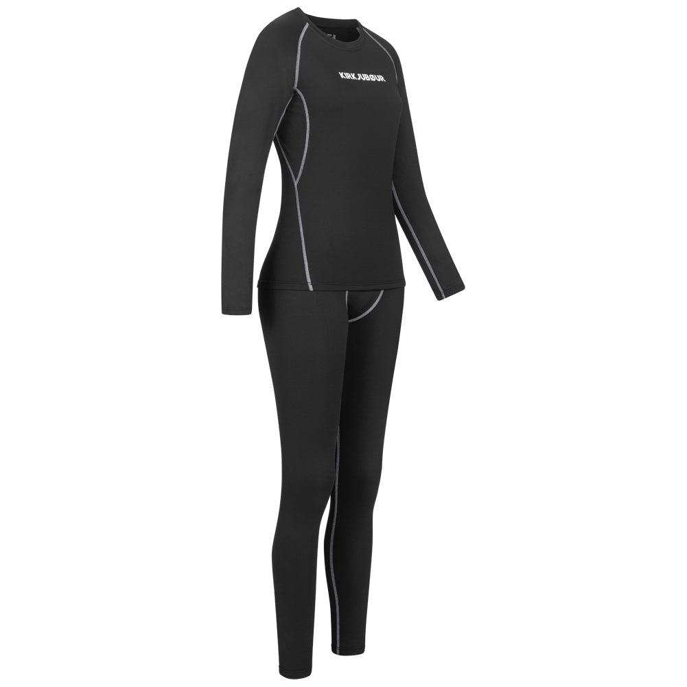 KIRKJUBØUR® "Hafjall" Damen Thermounterwäsche Set 2-tlg. schwarz