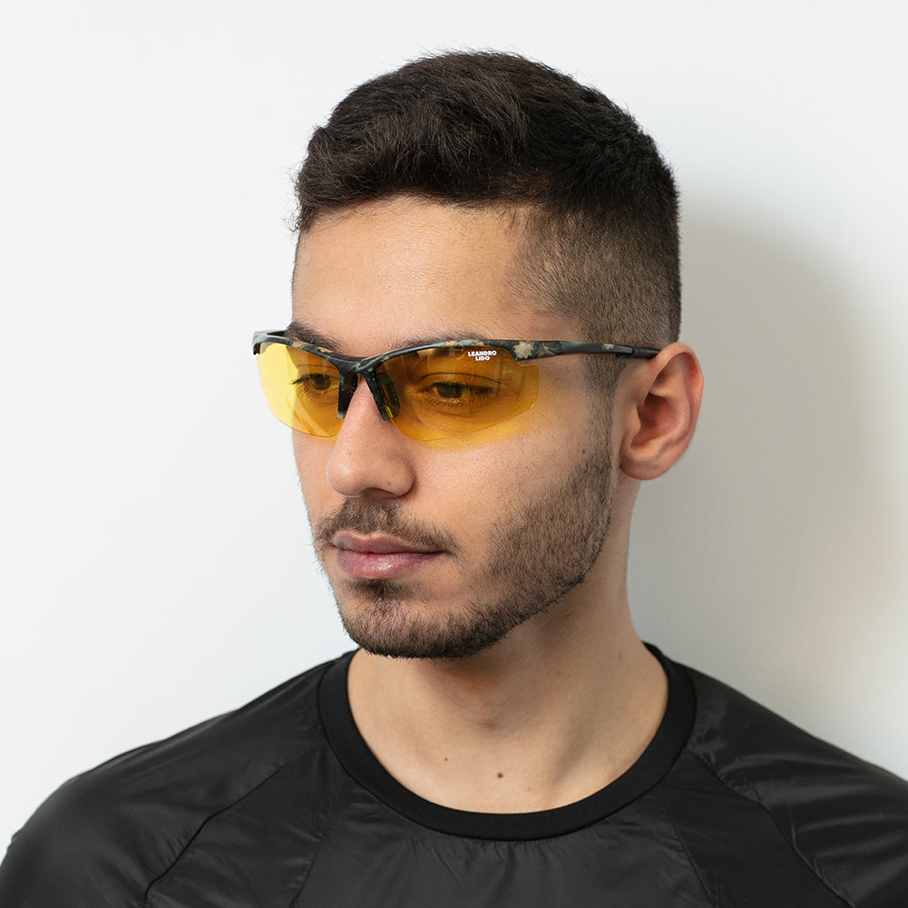 LEANDRO LIDO Power Occhiali da sole sportivi mimetico/giallo
