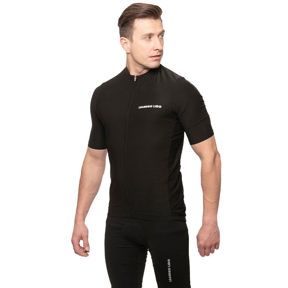 LEANDRO LIDO "Portofino" Herren Radsport Kurzarm Trikot schwarz