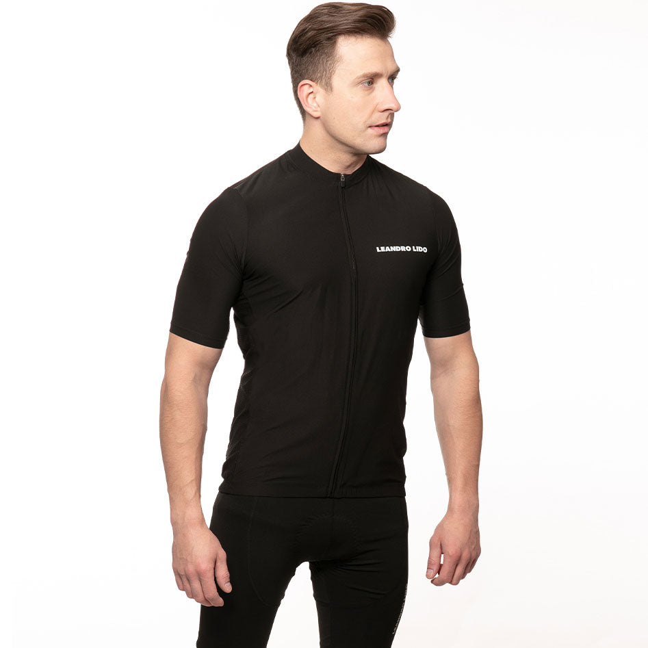 LEANDRO LIDO "Portofino" Herren Radsport Kurzarm Trikot schwarz