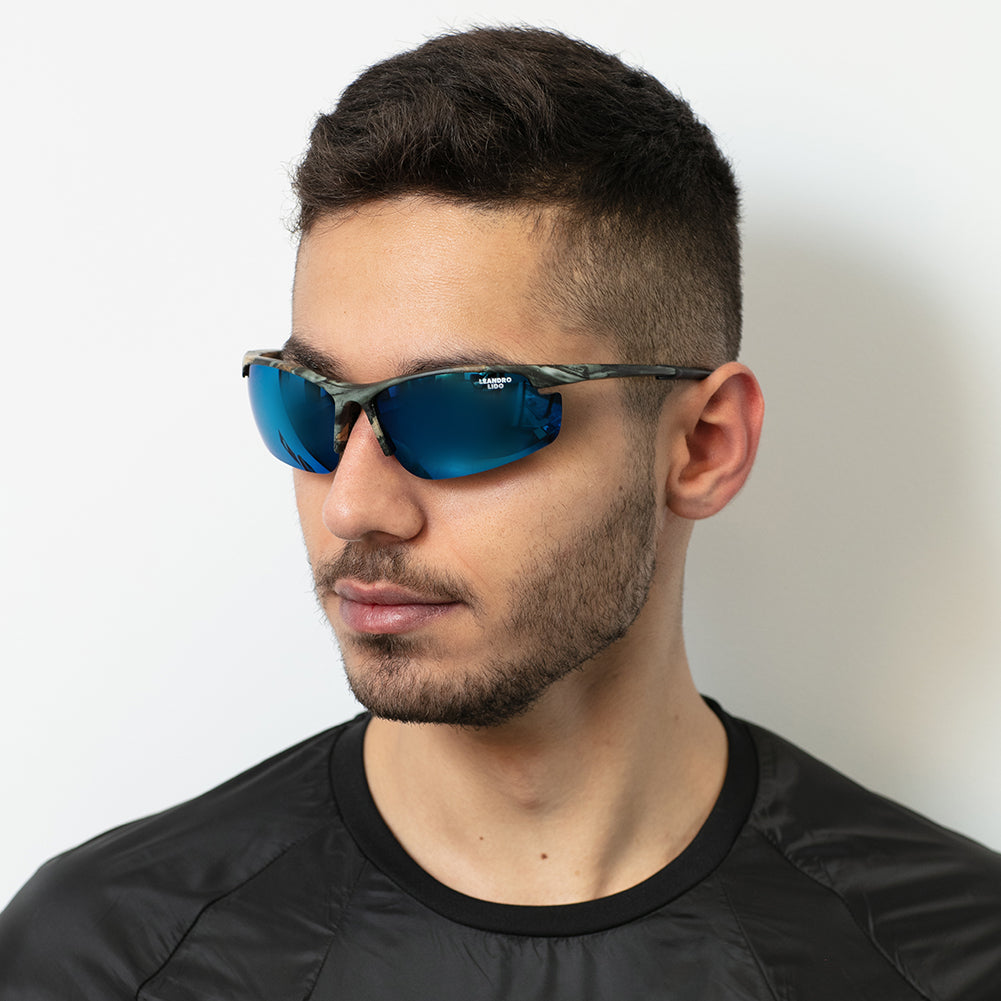 LEANDRO LIDO Power Occhiali da sole sportivi mimetico/blu