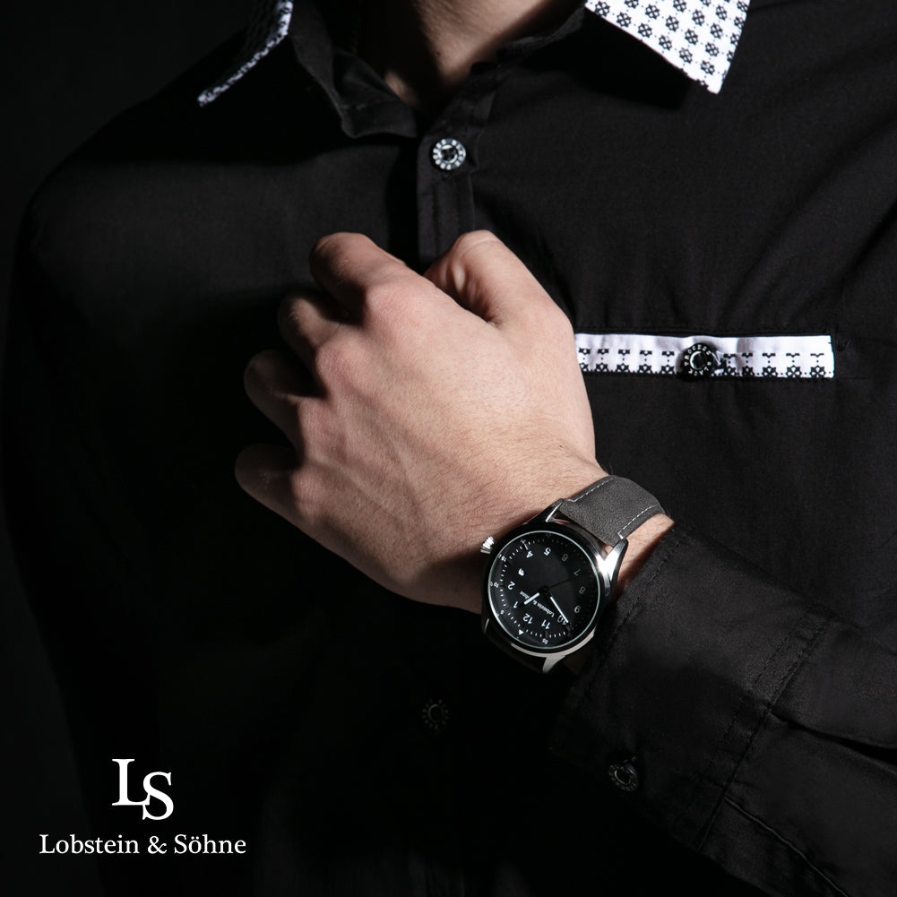 Lobstein & Söhne® "Gustav" Uhr dunkelgrau