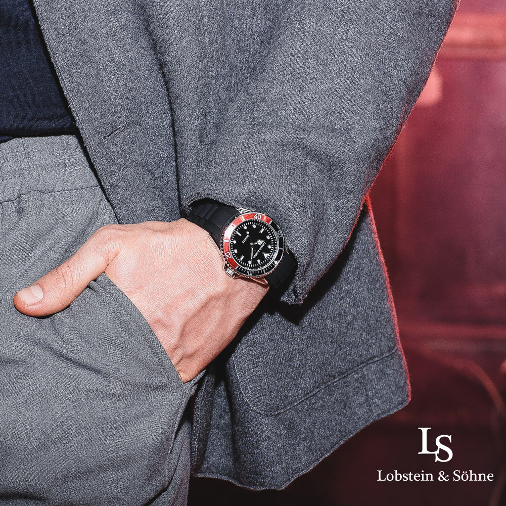 Lobstein & Söhne® "Konstantin" Uhr schwarz/rot