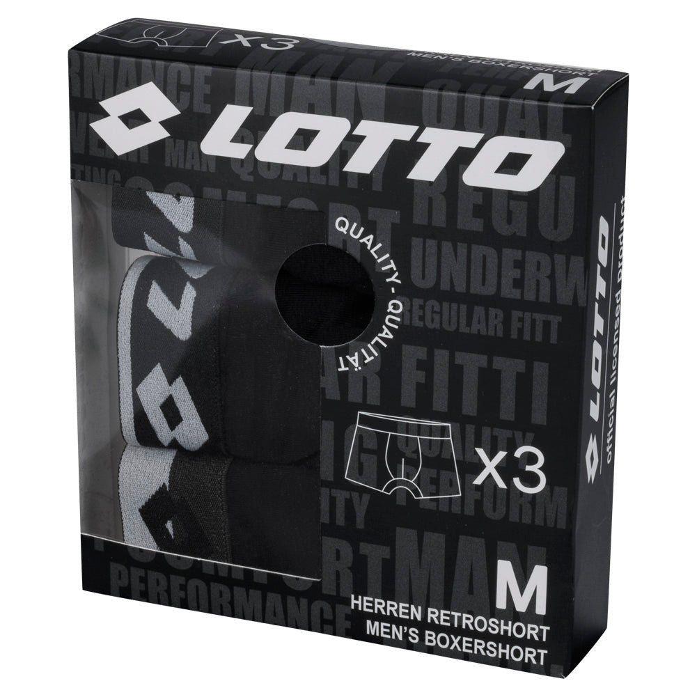 Lotto Retro Herren Boxershorts 3er-Pack schwarz MBXX1002NET-BLACK