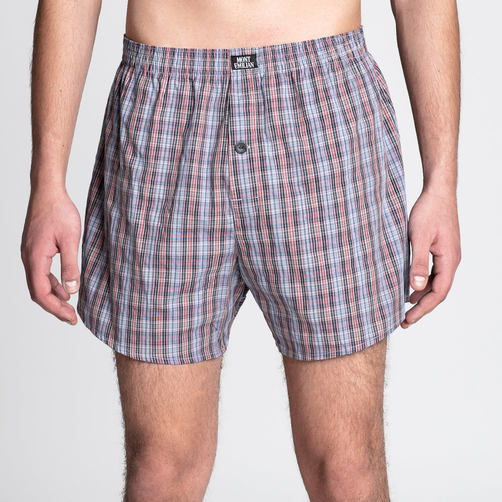 MONT EMILIAN "Nantes" Herren American Boxershorts 2er-Pack blau/karo