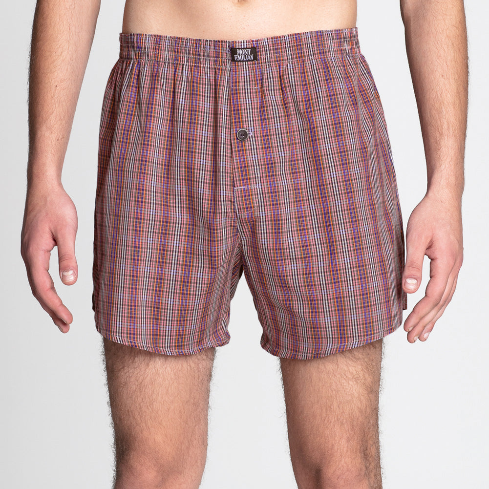 MONT EMILIAN "Nantes" Herren American Boxershorts 2er-Pack rot/karo