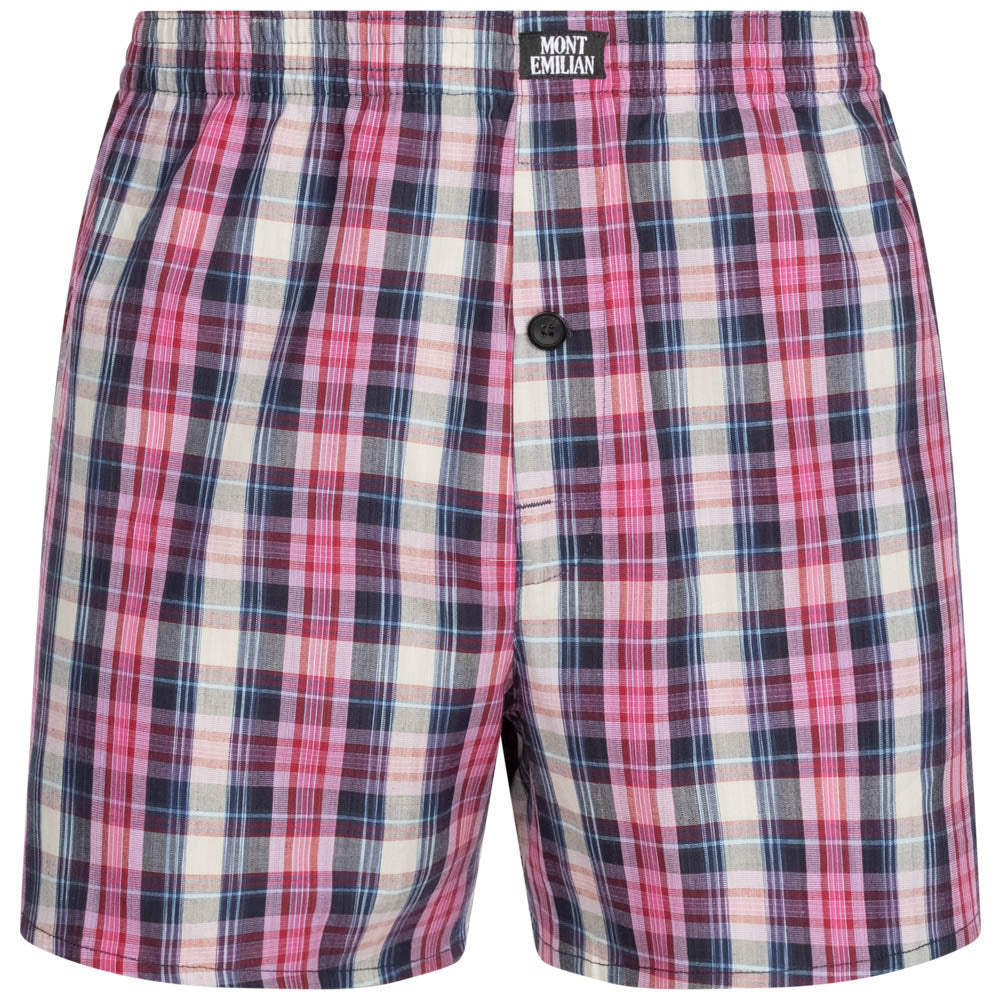 MONT EMILIAN "Nantes" Herren American Boxershorts 2er-Pack rosa/karo