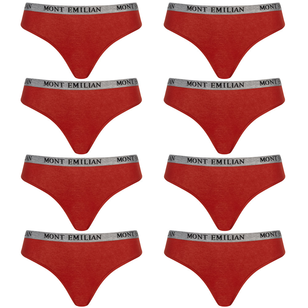 MONT EMILIAN "Colmar" Damen Tanga 8er-Pack rot