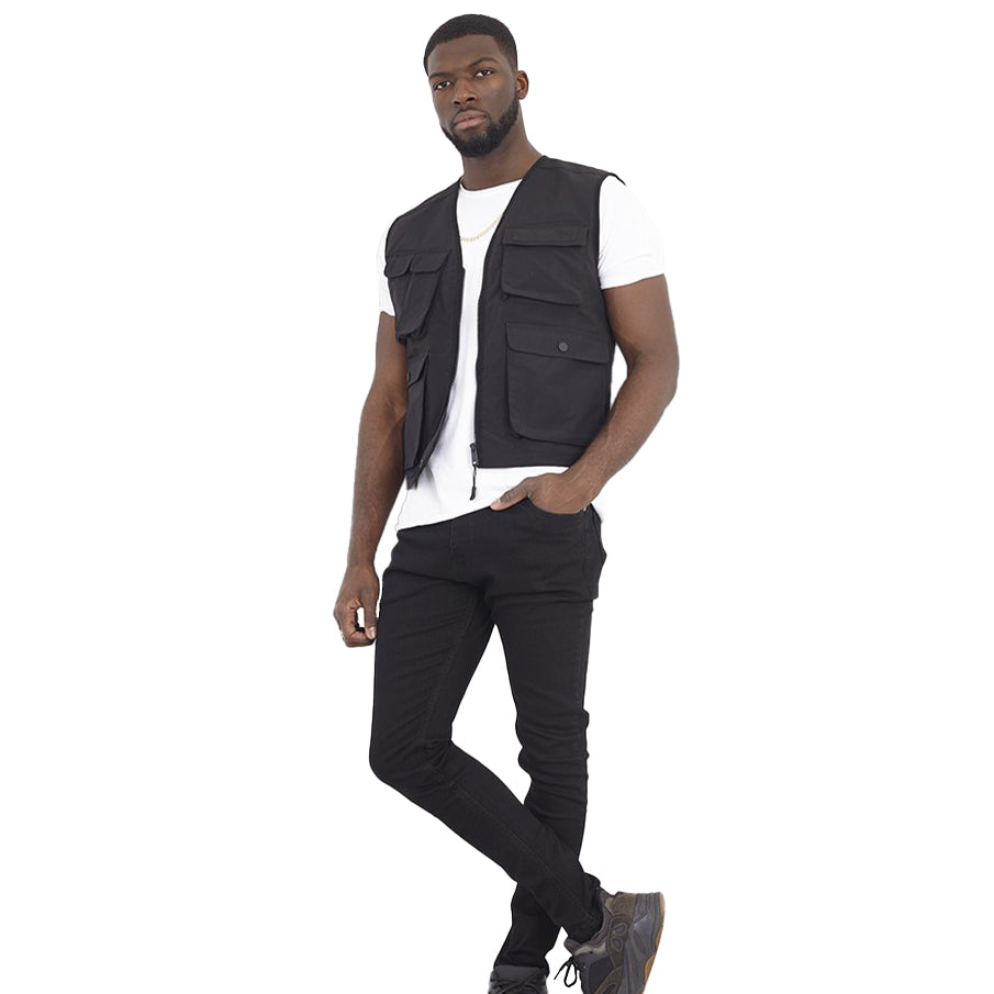 BRAVE SOUL® Trackvest Utility Herren Cargo Weste MJK-TRACKVEST-1