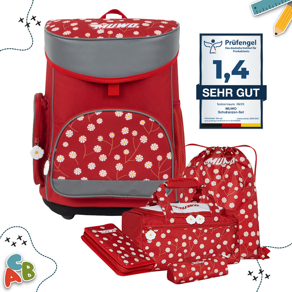 MUWO "Lil Flower" Kinder Schulranzen Set 5-tlg.
