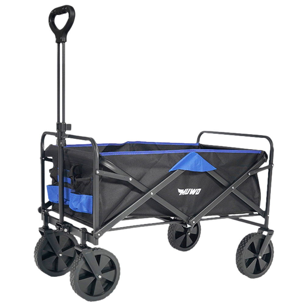 MUWO faltbarer Bollerwagen 100 L, max. 110 kg blau/schwarz