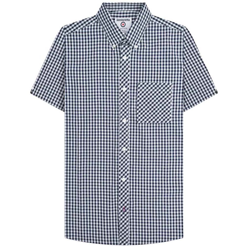 Lambretta Gingham Herren Kurzarm Hemd RWIS1455-NVY