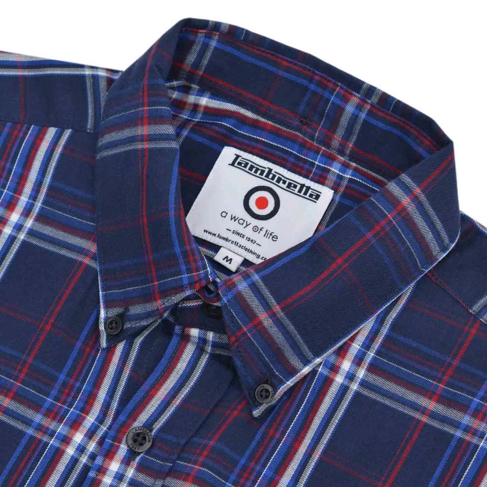 Lambretta Check Herren Kurzarm Hemd RWIS1456-NVY