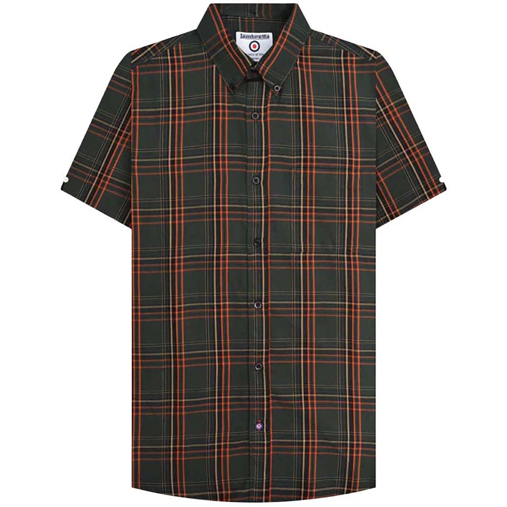 Lambretta Check Herren Kurzarm Hemd RWIS1457-KHAKI