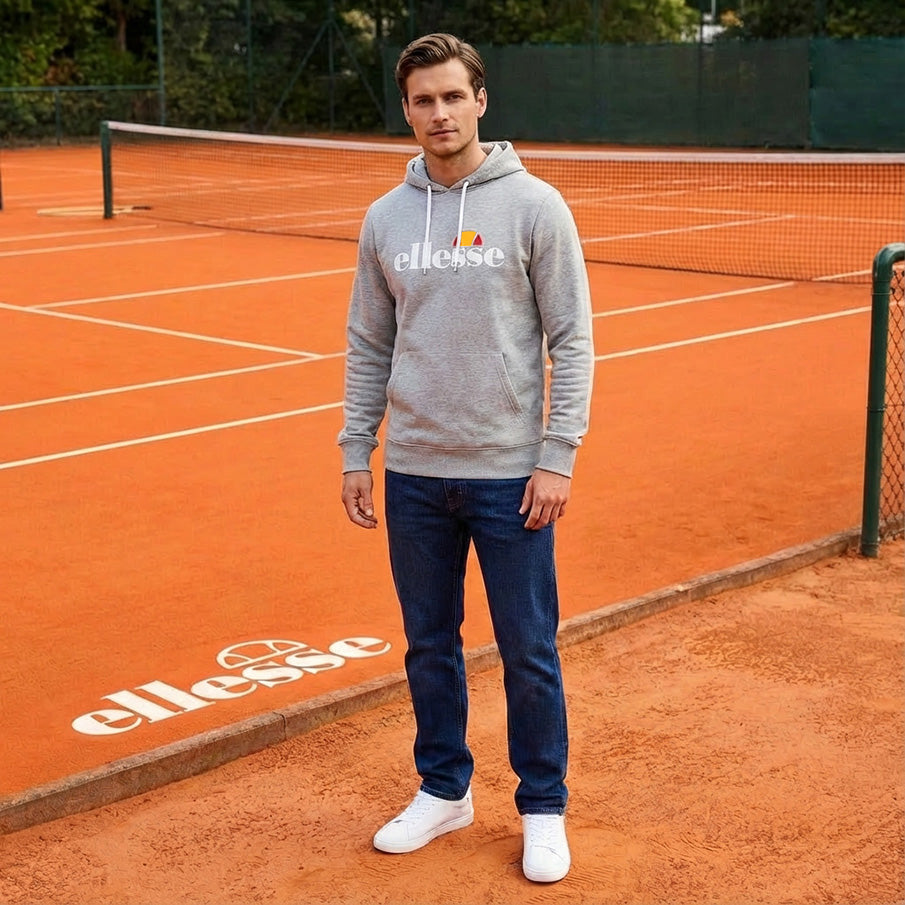 ellesse Monesiglio Hoody Herren Kapuzen Sweatshirt SOP23865-Lt Grey Marl