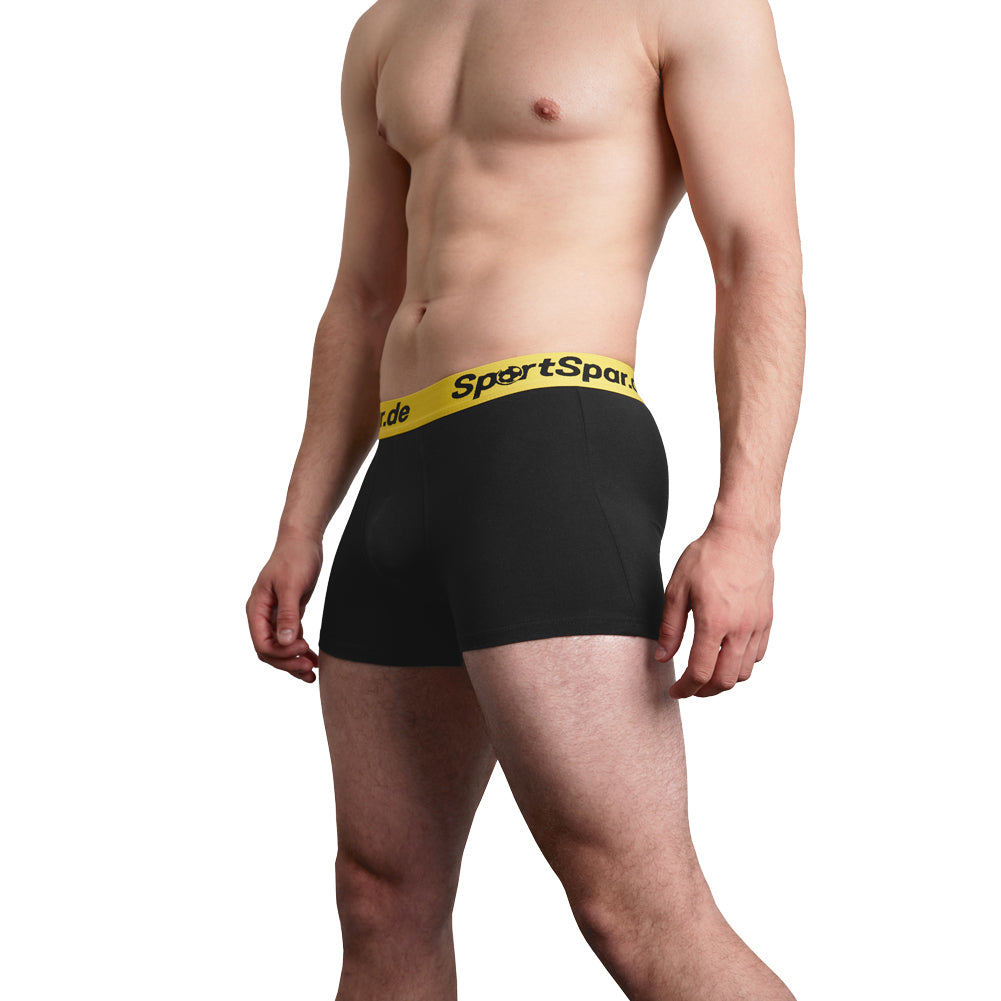 Sportspar.de Herren "Double Sparbuchse" Boxershorts 2er-Pack schwarz-gelb
