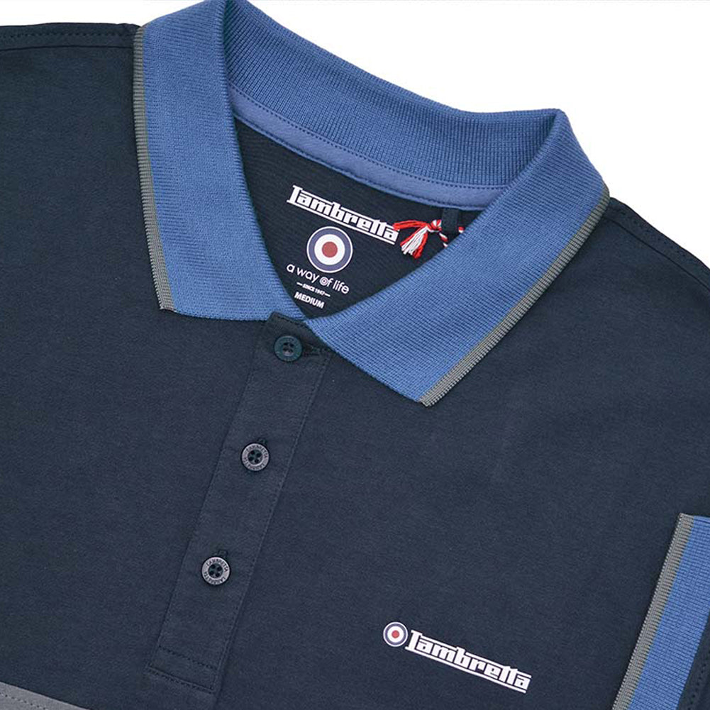 Lambretta Contrast Panel Herren Polo-Shirt SS1219-NAVY
