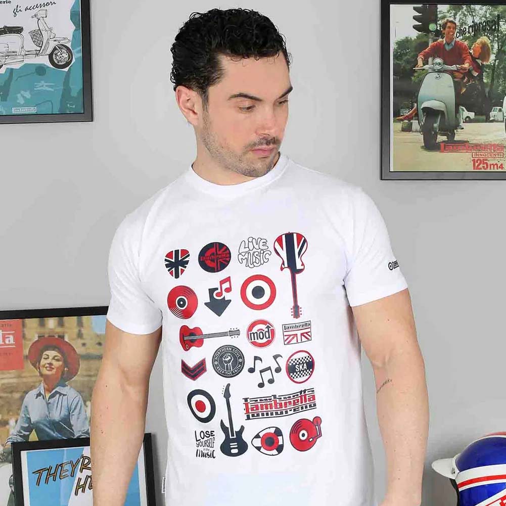 Lambretta Music Icon Tee Herren T-Shirt SS1526-WHITE