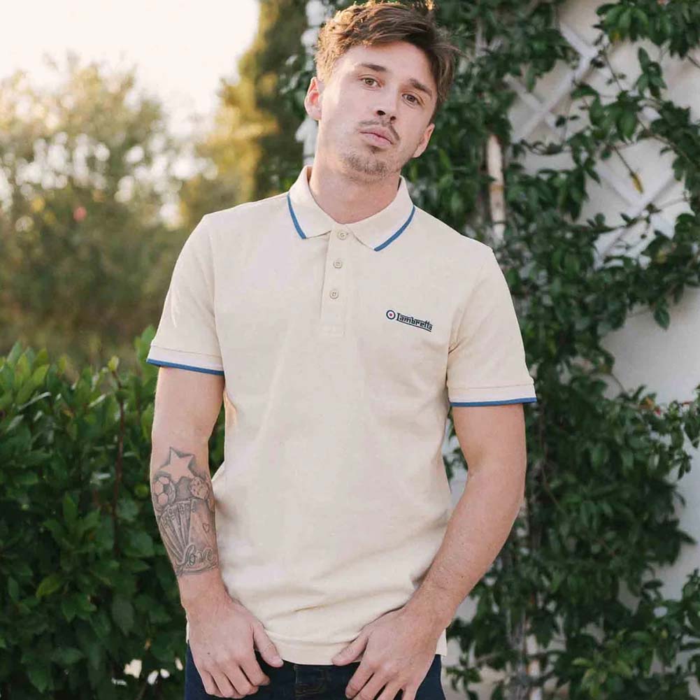 Lambretta Twin Tipped Herren Polo-Shirt SS1608-TOFU