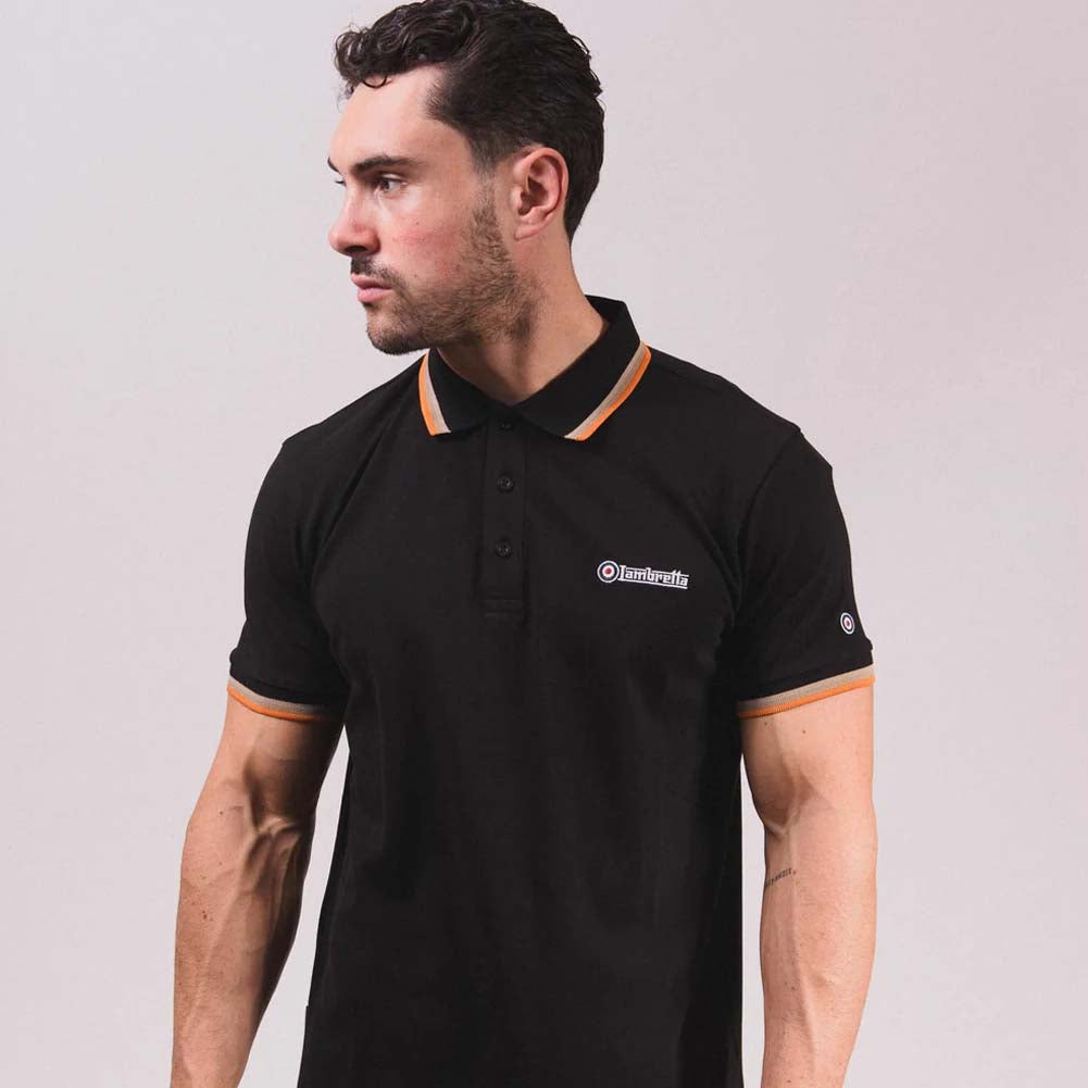 Lambretta Triple Tipped Herren Polo-Shirt SS1650-BLK-S-C-O