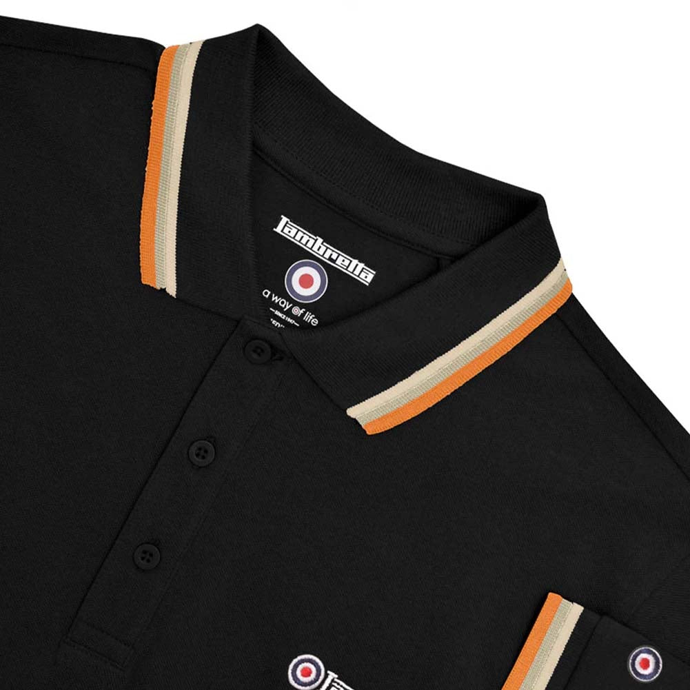 Lambretta Triple Tipped Herren Polo-Shirt SS1650-BLK-S-C-O