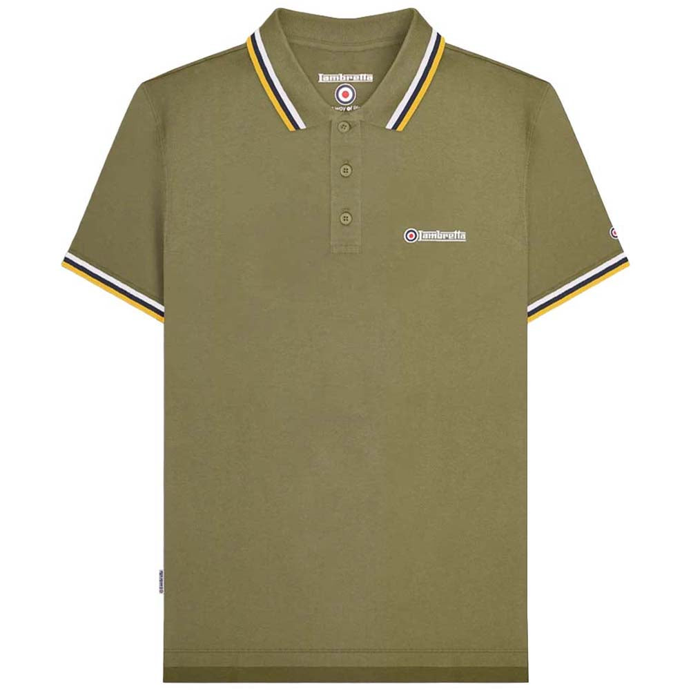 Lambretta Triple Tipped Herren Polo-Shirt SS1650-KHAKI-W-N-G