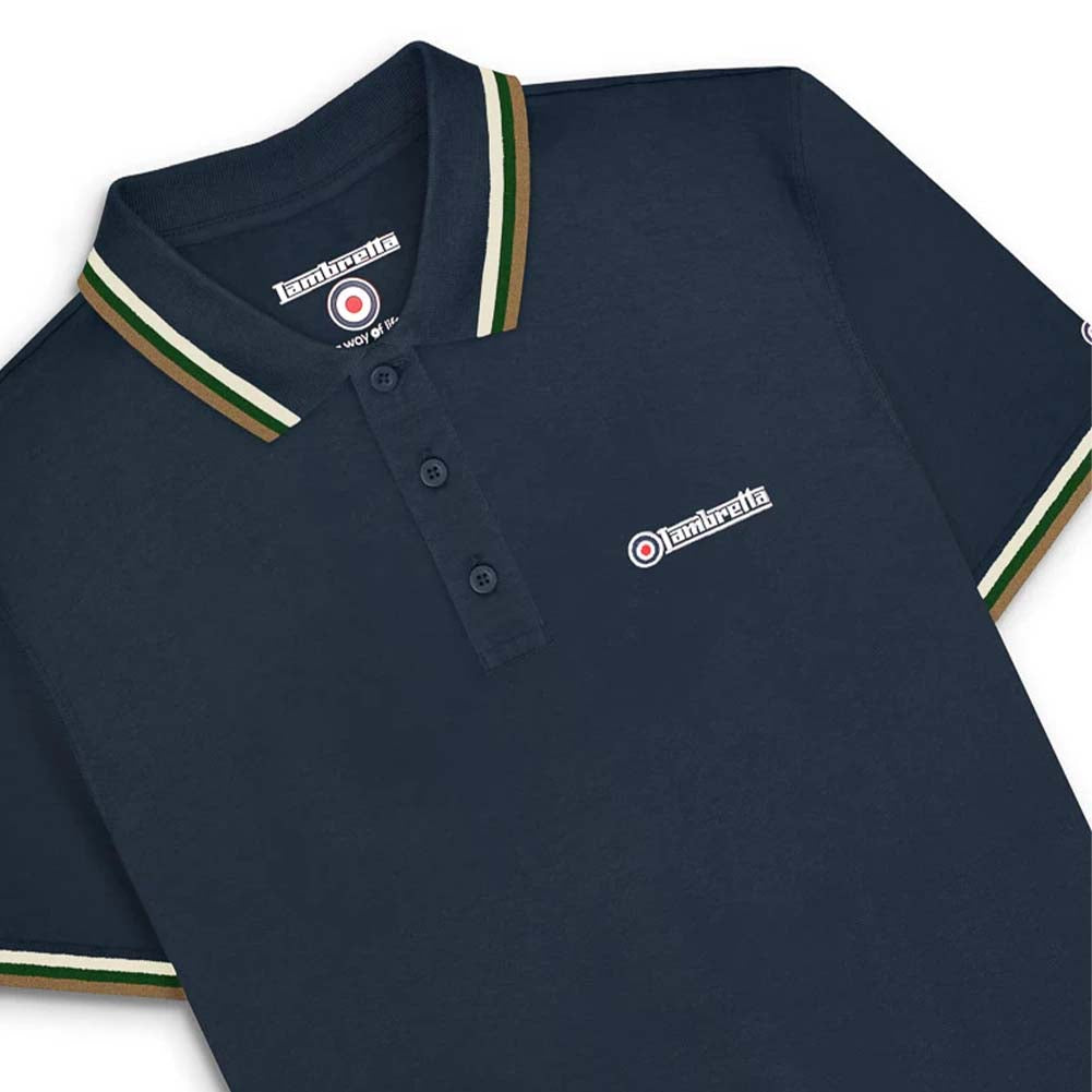 Lambretta Triple Tipped Herren Polo-Shirt SS1650-NVY-T-G-C