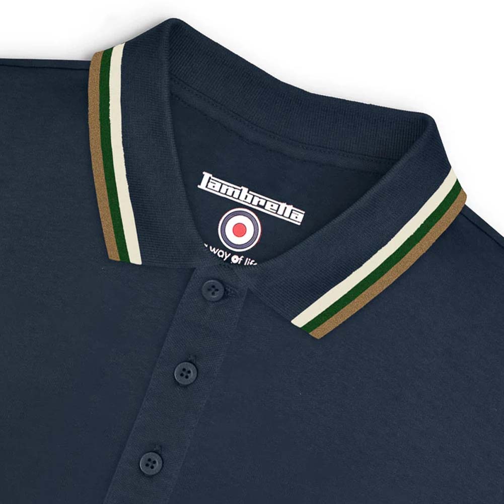 Lambretta Triple Tipped Herren Polo-Shirt SS1650-NVY-T-G-C