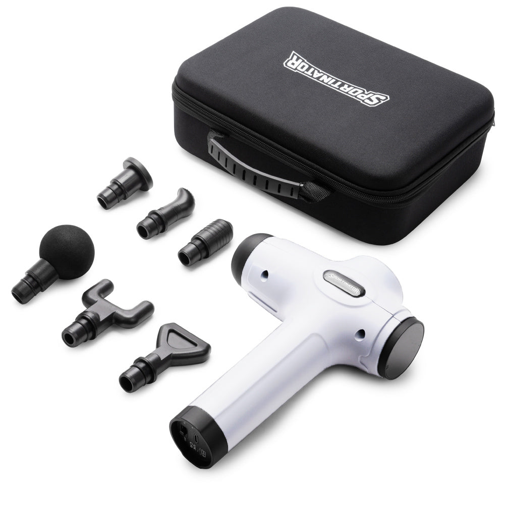 SPORTINATOR "Level Up" Massagepistole inkl. Zubehör weiß