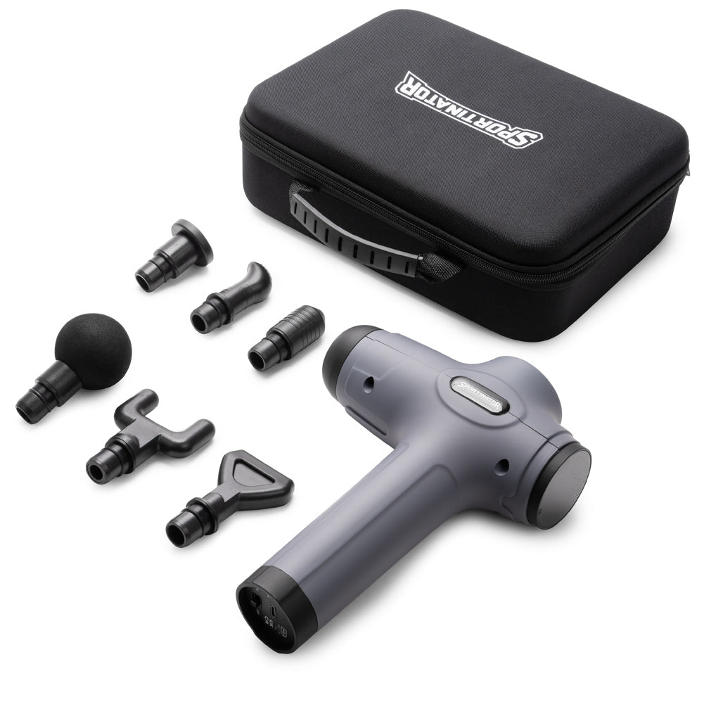 SPORTINATOR "Level Up" Massagepistole inkl. Zubehör grau