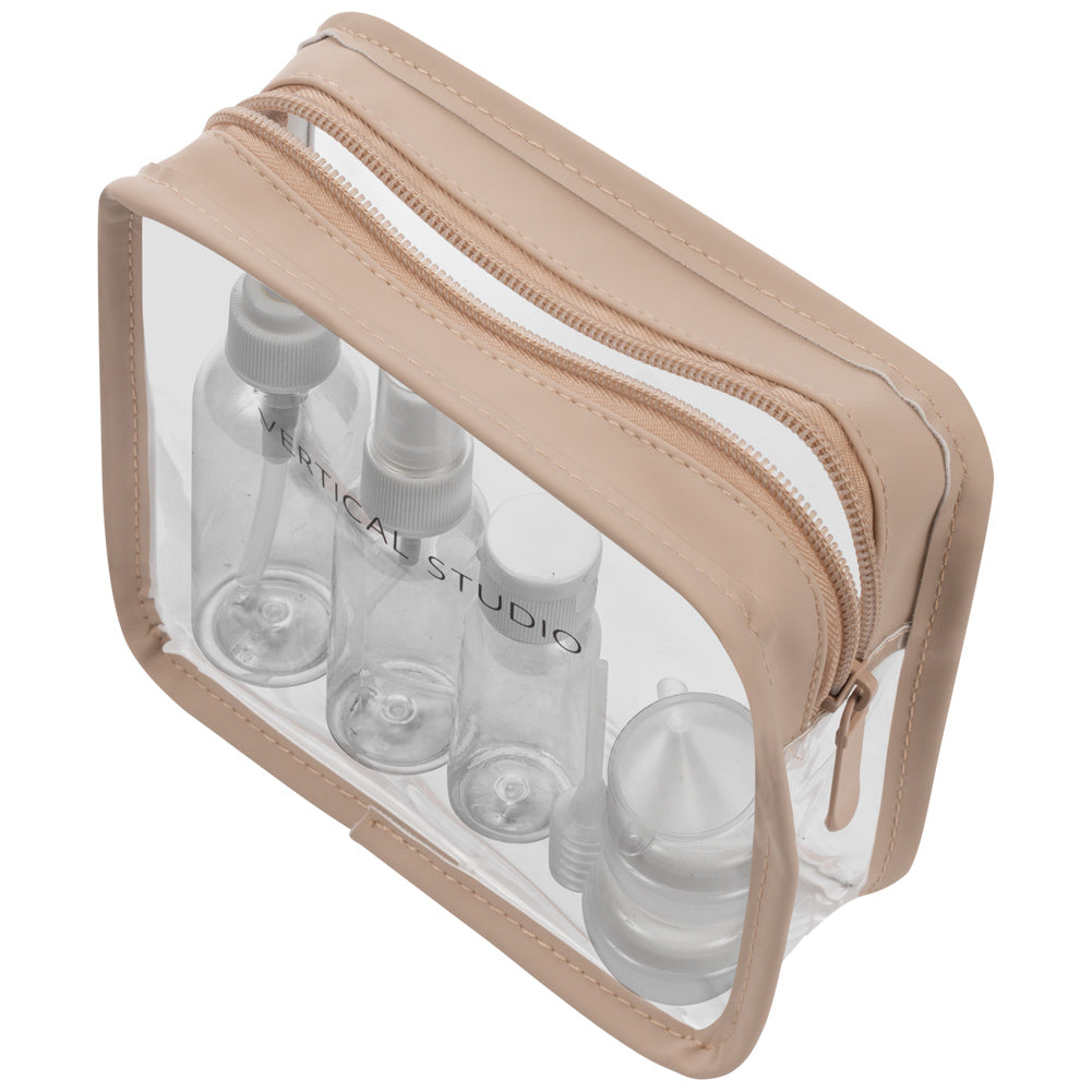 VERTICAL STUDIO "Terråk" Kosmetiktasche mit Reiseflaschen beige